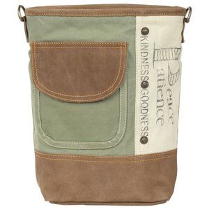 CLEA RAY Peace Patience Kindness Recycles Tent Canvas Bucket Shoulder Bag NWT